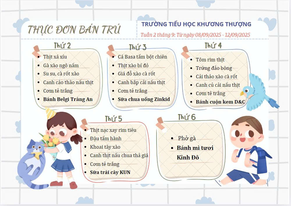 Thực đơn bán trú 🥩 🍗 🍟